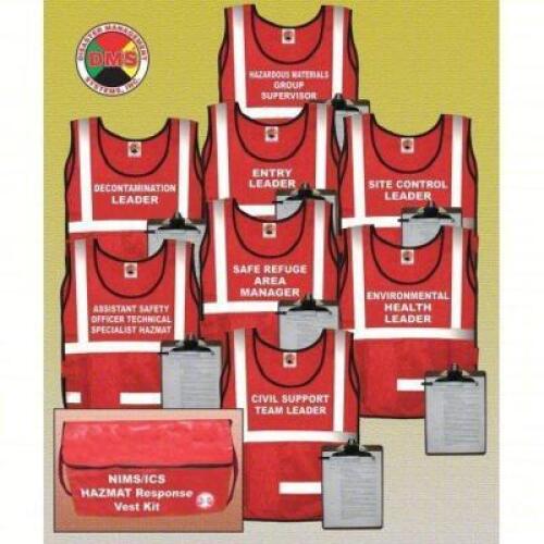 DESCRIPTION: (1) HAZARDOUS MATERIALS VEST KITBRAND/MODEL: DISASTER MANAGEMENT #38E575INFORMATION: (8) Clipboards and Pens; (8) Dynamic Position Vests; (8) Responsibility Cards; Durable Carry BagRETAIL$: $883.66 EAQTY: 1