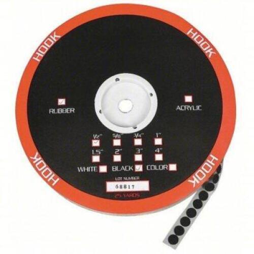 DESCRIPTION: (1) HOOK AND LOOP FASTENER BRAND/MODEL: PRODUCT NUMBER #16U758 INFORMATION: HOOK, BLACK, ADHESIVE, RUBBER, STD SIZE: 7/8 IN OVERALL DIA R