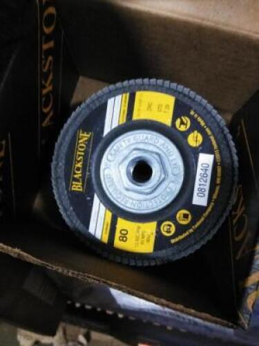 DESCRIPTION: (15) FLAP DISCS BRAND/MODEL: BLACKSTONE INFORMATION: ZIRC SIZE: 4-1/2" X 5/8"-11 QTY: 15