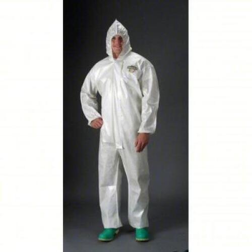DESCRIPTION: (12) HOODED CHEMICAL RESISTANT COVERALLS BRAND/MODEL: LAKELAND #6EHP2 INFORMATION: WHITE SIZE: SIZE M RETAIL$: $302.04 EA QTY: 12
