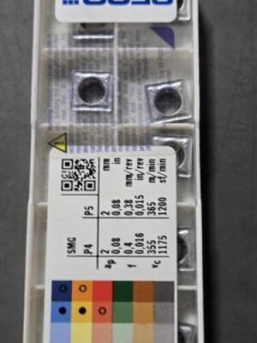 DESCRIPTION: (30) CARBIDE TURNING INSERTS BRAND/MODEL: SECO SCMT32.52-M5 TM 2501 RETAIL$: $477.00 QTY: 30