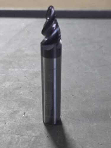 DESCRIPTION: (2) SOLID CARBIDE 15 DEG TAPER FORM BARREL CUTTER END MILL BRAND/MODEL: ACCUPRO 03328903 SIZE: 0.3750" SM END DIA 0.5901" LOC 3/8" SD RET