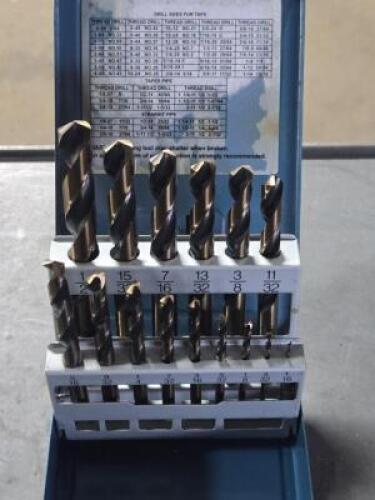 DESCRIPTION: (1) 15 PC REDUCED SHANK DRILL BIT SETS BRAND/MODEL: IMPORT 45660834 SIZE: 1/16" TO 1/2" 3/8" SD RETAIL$: $66.94 QTY: 1