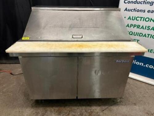 DESCRIPTION NORPOLE 48" REFRIGERATED SANDWICH PREP UNIT. BRAND / MODEL: NORPOLE NP2R-SWMT ADDITIONAL INFORMATION TESTED AND WORKING. 115 VOLT, 1 PHASE