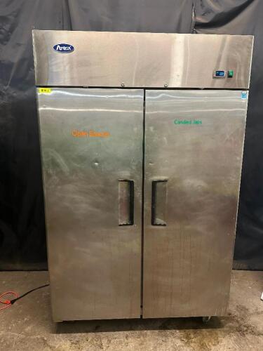 DESCRIPTION ATOSA TWO DOOR REACH IN COOLER BRAND / MODEL: ATOSA MBF8005GR ADDITIONAL INFORMATION TESTED AND WORKING. 115 VOLT, 1 PHASE. LOCATION BAY 6