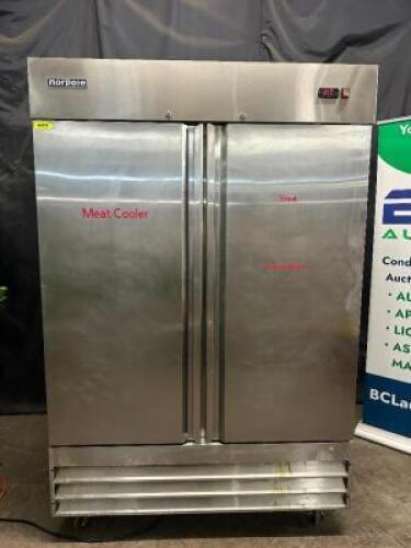 DESCRIPTION NORPOLE TWO DOOR REACH IN COOLER BRAND / MODEL: NORPOLE NP2R ADDITIONAL INFORMATION TESTED AND WORKING. 115 VOLT, 1 PHASE. LOCATION BAY 6