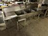 DESCRIPTION 100" LEFT SIDE THREE WELL STAINLESS POT SINK / SOIL TABLE. ADDITIONAL INFORMATION W/ SPRAYER. SIZE 100" LOCATION BAY 6 QTY 1 - 2