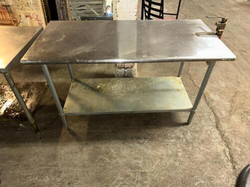 DESCRIPTION 60" X 30" STAINLESS TABLE W/ UNDER SHELF AND MOUNTED CAN OPENER. ADDITIONAL INFORMATION CONTENTS ARE NOT INCLUDED. SIZE 60" X 30" LOCATION