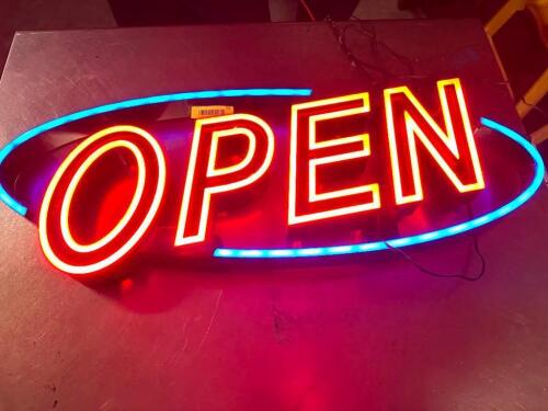 DESCRIPTION LED "OPEN" SIGN W/ CHAIN. ADDITIONAL INFORMATION ON CASTERS. ROLLS WELL. CONTENTS ARE NOT INCLUDED, LOCATION BAY 6 QTY 1