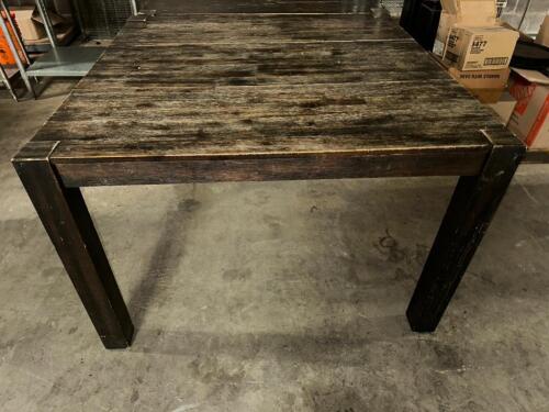 DESCRIPTION 54" X 54" WOODEN COUNTER HEIGHT DINING TABLE SIZE 54" X 54" LOCATION BAY 6 QTY 1