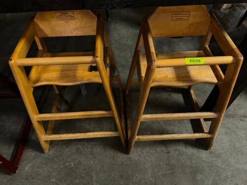 DESCRIPTION (2) WOODEN HIGH CHAIRS. THIS LOT IS: SOLD BY THE PIECE LOCATION BAY 6 QTY 2