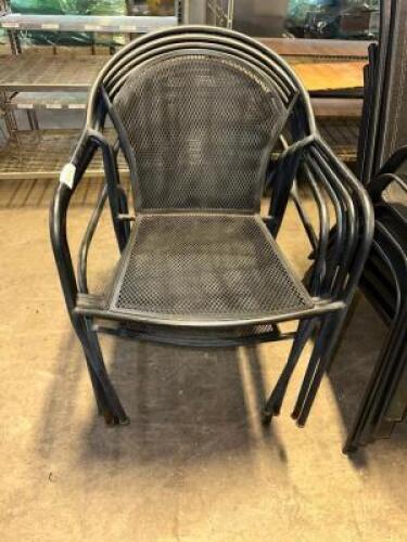 DESCRIPTION (4) METAL PATIO STACKABLE ARM CHAIRS. THIS LOT IS: SOLD BY THE PIECE LOCATION BAY 6 QTY 4