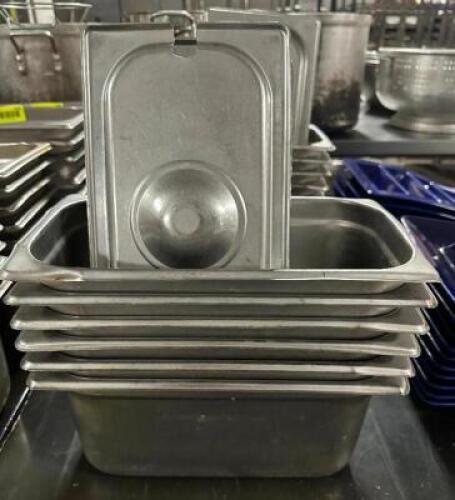 DESCRIPTION (6) 1/3 SIZE STAINLESS INSERTS W/ LIDS ADDITIONAL INFORMATION 6" DEEP. THIS LOT IS: SOLD BY THE PIECE LOCATION BAY 6 QTY 6