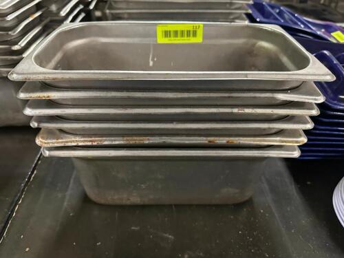 DESCRIPTION (6) 1/3 SIZE STAINLESS INSERTS. NO LIDS ADDITIONAL INFORMATION 6" DEEP. THIS LOT IS: SOLD BY THE PIECE LOCATION BAY 6 QTY 6