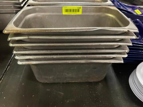 DESCRIPTION (6) 1/3 SIZE STAINLESS INSERTS. NO LIDS ADDITIONAL INFORMATION 6" DEEP. THIS LOT IS: SOLD BY THE PIECE LOCATION BAY 6 QTY 6