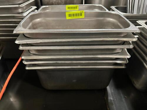 DESCRIPTION (6) 1/3 SIZE STAINLESS INSERTS. NO LIDS ADDITIONAL INFORMATION 6" DEEP. THIS LOT IS: SOLD BY THE PIECE LOCATION BAY 6 QTY 6