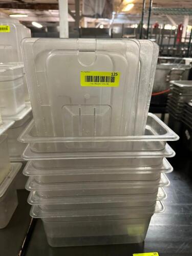 DESCRIPTION (6) 1/3 SIZE PLASTIC INSERTS W/ LIDS. ADDITIONAL INFORMATION 6" DEEP. THIS LOT IS: SOLD BY THE PIECE LOCATION BAY 6 QTY 6