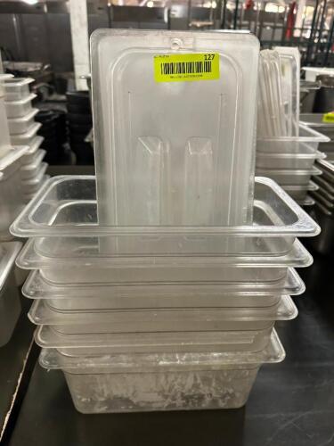 DESCRIPTION (6) 1/3 SIZE PLASTIC INSERTS W/ LIDS. ADDITIONAL INFORMATION 6" DEEP. THIS LOT IS: SOLD BY THE PIECE LOCATION BAY 6 QTY 6