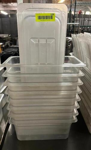 DESCRIPTION (8) 1/3 SIZE PLASTIC INSERTS W/ LIDS. ADDITIONAL INFORMATION 6" DEEP. THIS LOT IS: SOLD BY THE PIECE LOCATION BAY 6 QTY 8