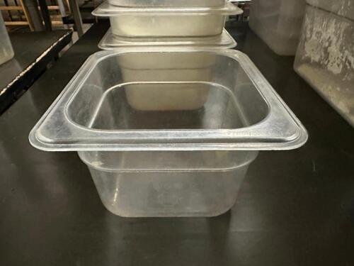 DESCRIPTION (10) 1/6TH SIZE PLASTIC INSERTS. NO LIDS ADDITIONAL INFORMATION 4" DEEP THIS LOT IS: SOLD BY THE PIECE LOCATION BAY 6 QTY 10