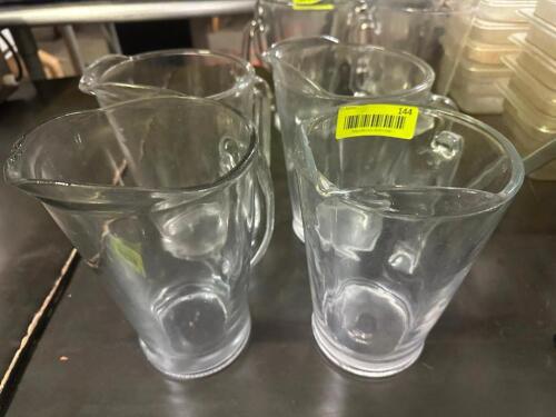 DESCRIPTION (4) 64 OZ GLASS PITCHERS. THIS LOT IS: SOLD BY THE PIECE SIZE 64 OZ LOCATION BAY 6 QTY 4
