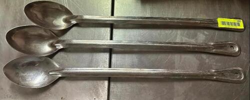 DESCRIPTION (3) LONG STAINLESS SERVING SPOONS THIS LOT IS: SOLD BY THE PIECE LOCATION BAY 6 QTY 3