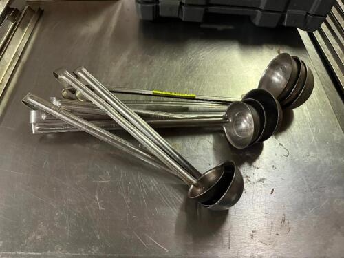 DESCRIPTION (9) ASSORTED STAINLESS LADLES. THIS LOT IS: SOLD BY THE PIECE LOCATION BAY 6 QTY 9