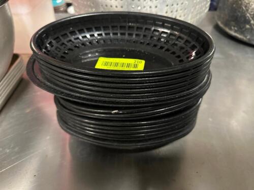 DESCRIPTION (12) BLACK PLASTIC FOOD BASKETS. THIS LOT IS: SOLD BY THE PIECE LOCATION BAY 6 QTY 12