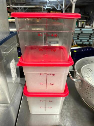 DESCRIPTION (3) 6 QT PLASTIC CONTAINERS W/ LIDS THIS LOT IS: SOLD BY THE PIECE LOCATION BAY 6 QTY 3