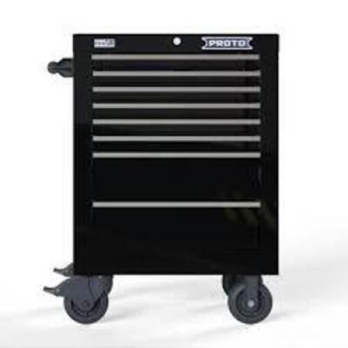 DESCRIPTION: (1) TOOLBOX STORAGEBRAND/MODEL: PROTOINFORMATION: BLACK, 8 DRAWERS, LOCKED, NO KEYSIZE: APPROX 27" X 22 1/4" X 38 1/2"RETAIL$: $2075.00 EAQTY: 1