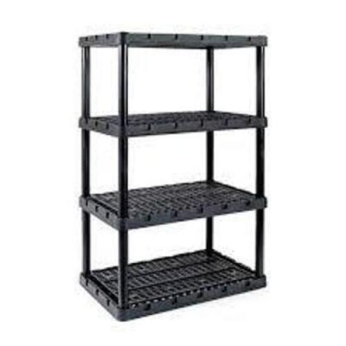 DESCRIPTION: (1) SHELVING UNITINFORMATION: BLACK, PLASTIC, SEE INSPECTIONRETAIL$: $85.99 EASIZE: APPROX 16" X 35" X 72"QTY: 1
