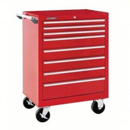DESCRIPTION: (1) ROLLING STORAGE CABINET FOR TOOLS BRAND/MODEL: KENNEDY #378XR INFORMATION: RED, 8 DRAWER, POWDER COATED SIZE: 27" W X 18" D X 39" H R