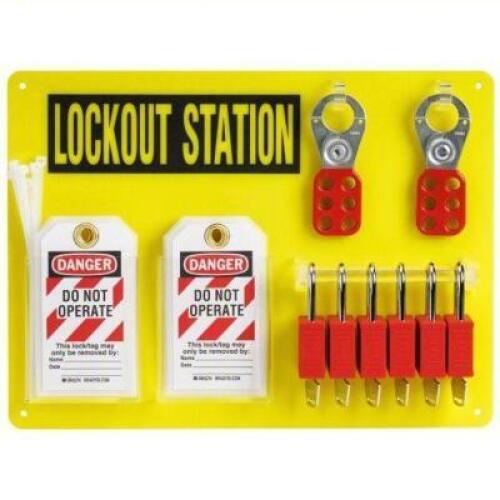 DESCRIPTION: (1) LOCKOUT STATION BRAND/MODEL: BRADY #799YV3 INFORMATION: 24 COMPONENTS INCLUDED, LOCKOUT BOARD, KEYED ALIKE PADLOCKS SIZE: 0.1875" D X