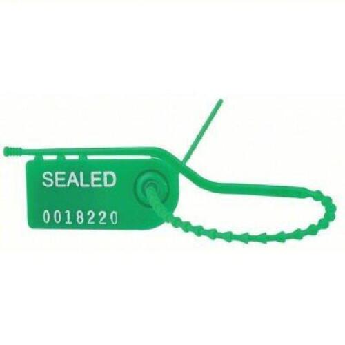 DESCRIPTION: (1) CASE OF (1000) PULL TIGHT SEALS BRAND/MODEL: 806JN5 SIZE: 5 in Strap Lg, 6 lb Breaking Strength, Green, White, Hot Stamped, 1,000 PK