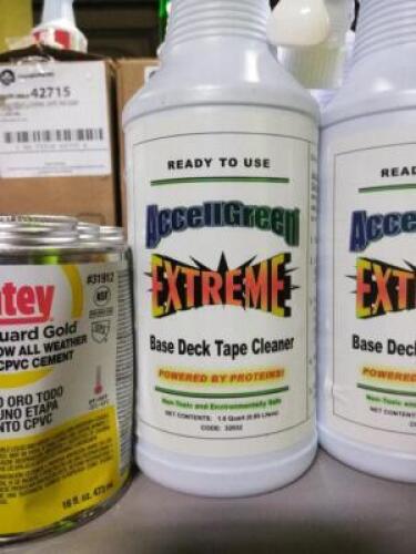 DESCRIPTION: (6) BASE DECK TAPE CLEANER BRAND/MODEL: ACCELLGREEN EXTREME SIZE: 1 QT RETAIL$: $8.00 EA QTY: 6