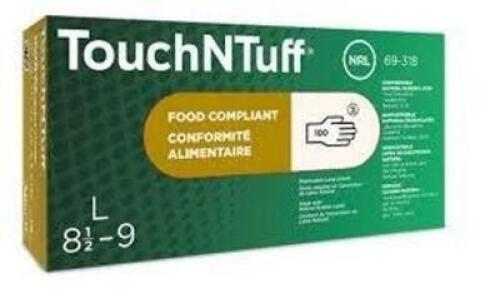 DESCRIPTION: (4) PACKS OF (100) DISPOSABLE GLOVES BRAND/MODEL: TOUCH N TUFF #69-318 SIZE: XL RETAIL$: $21.58 EA QTY: 4