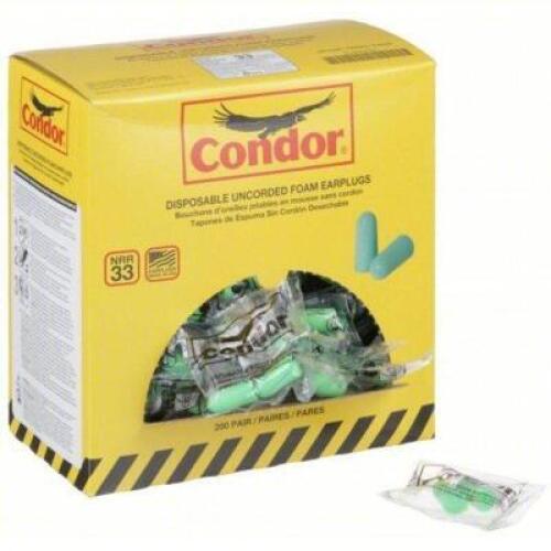 DESCRIPTION: (2) BOXES OF (200) PAIRS OF FOAM EAR PLUGS BRAND/MODEL: CONDOR #55KN52 SIZE: 33 dB NRR, RETAIL$: $40.00 EA QTY: 2