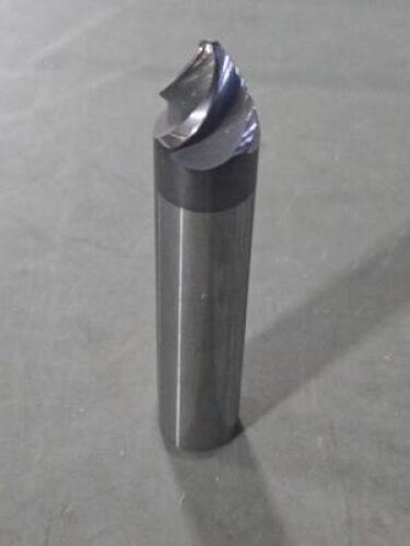 DESCRIPTION: (1) SOLID CARBIDE 30 DEG TAPER FORM BARREL CUTTER END MILL BRAND/MODEL: ACCUPRO 03327988 SIZE: 0.6250" SM. END DIA 5/8" SD 0.5469" LOC RE