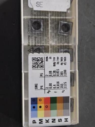 DESCRIPTION: (20) CARBIDE TURNING INSERTS BRAND/MODEL: SECO SCMT 32.51-F1 CP500 RETAIL$: $312.00 QTY: 20