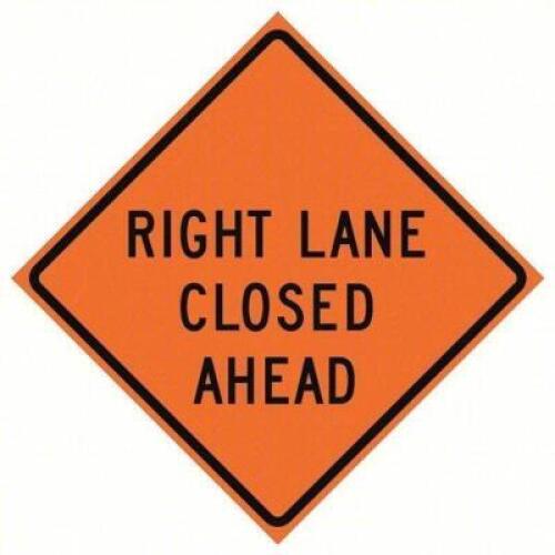 DESCRIPTION: (1) ROLL UP TRAFFIC SIGN BRAND/MODEL: EASTERN METAL SIGNS AND SAFETY #23Y882 INFORMATION: VINYL, 0.015 IN, W20-5R MUTCD, RS34, ORANGE SIZ