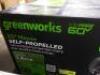 DESCRIPTION: (1) ELECTRIC SELF-PROPELLED LAWN MOWERBRAND/MODEL: GREENWORKSSIZE: 25"RETAIL$: $699.00 EAQTY: 1 - 4