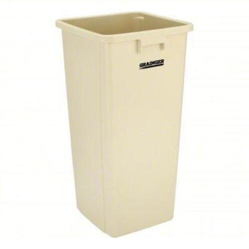 DESCRIPTION: (2) SQUARE TRASH CANS BRAND/MODEL: TOUGH GUY #5WYZ1 INFORMATION: BEIGE SIZE: 25 GAL CAPACITY, 15 3/4 IN WD/DIA, 15 3/4 IN DP, 30 7/8 IN H