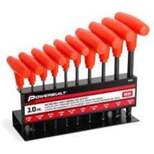 DESCRIPTION: (2) T-HANDLE HEX KEY SETS BRAND/MODEL: BARNES #32400 INFORMATION: 10 PIECES SIZE: T3/32 RETAIL$: $29.99 EA QTY: 2