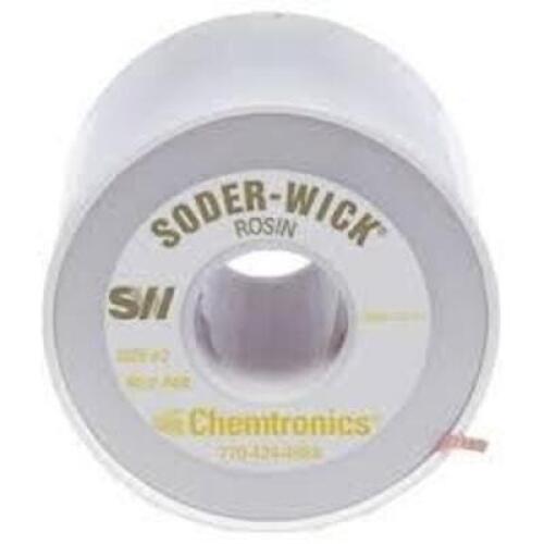 DESCRIPTION: (6) SPOOL OF SODER-WICK ROSIN BRAND/MODEL: CHEMTRONICS #50-2-500 SIZE: 500' RETAIL$: $442.87 EA QTY: 6