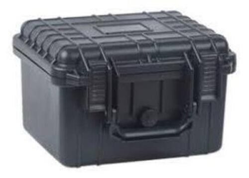 DESCRIPTION: (1) WEATHERPROOF STORAGE CASE BRAND/MODEL: MULTICOMP PRO #22-24150 INFORMATION: BLACK, PLASTIC, HEAVY DUTY SIZE: 10.5" X 9.5" X 7" RETAIL