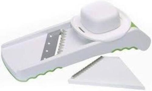 DESCRIPTION: (1) MANDOLINE SLICER BRAND/MODEL: PREP SOLUTIONS INFORMATION: WHITE SIZE: 5 BLADES INCLUDED RETAIL$: $13.97 EA QTY: 1