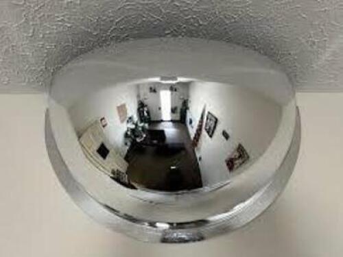 DESCRIPTION: (1) HALF DOME SECURITY MIRROR BRAND/MODEL: FRED SILVER #798A16 INFORMATION: MIRRORED GLASS, NO BACKING SIZE: 32" DIAMETER RETAIL$: $84.39