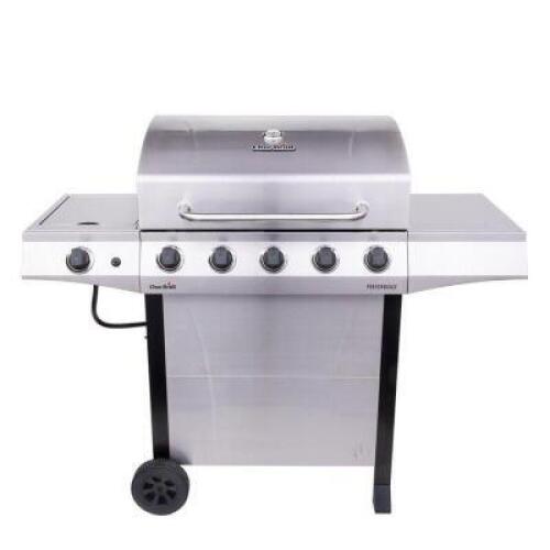 PERFORMANCE SILVER 5-BURNER LIQUID PROPANE GAS GRILL WITH 1 SIDE BURNER