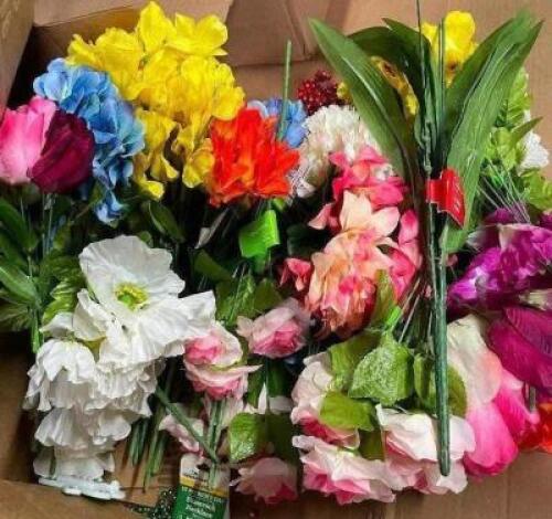 LARGE BOX OF DECORATIVE FLOWERS