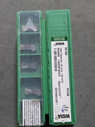 DESCRIPTION: (20) "SEPARATOR" X2 ULTRA CARBIDE GROOVING INSERTS BRAND/MODEL: WIDIA 3540929 SIZE: .126" WOC RETAIL$: $243.60 QTY: 20